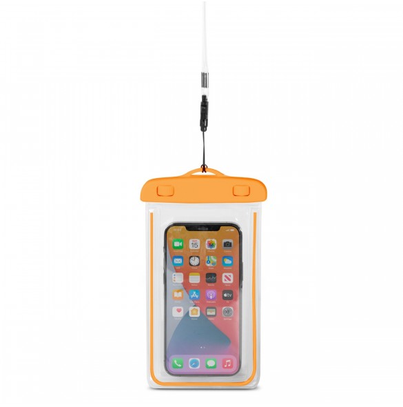 PVC vattentätt telefonfodral med snodd - orange