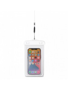 PVC vattentätt telefonfodral med snodd - vit