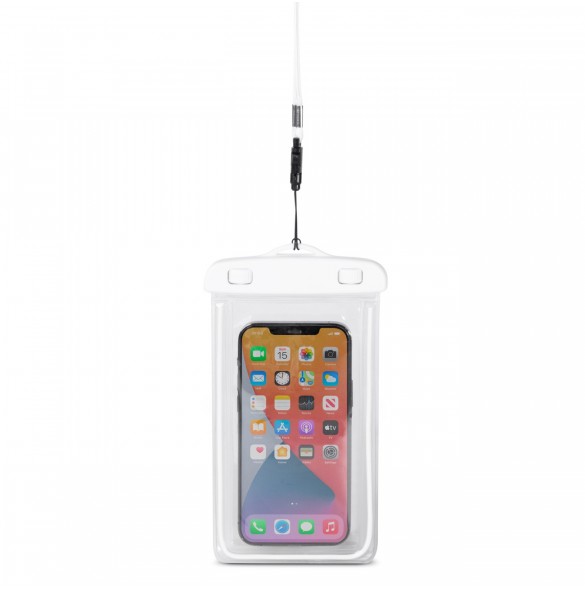 PVC vattentätt telefonfodral med snodd - vit