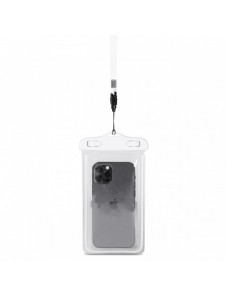 PVC vattentätt telefonfodral med snodd - vit