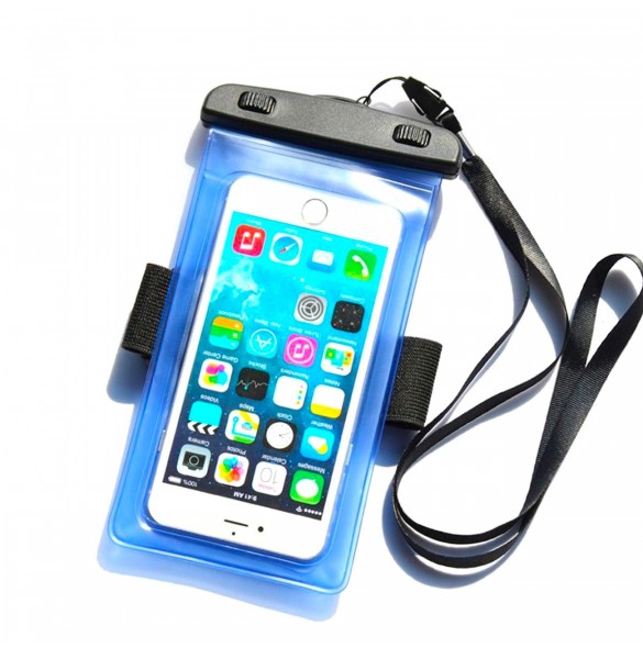 PVC vattentätt telefonfodral med armband - blå