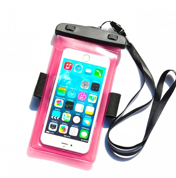 PVC vattentätt telefonfodral med armband - rosa
