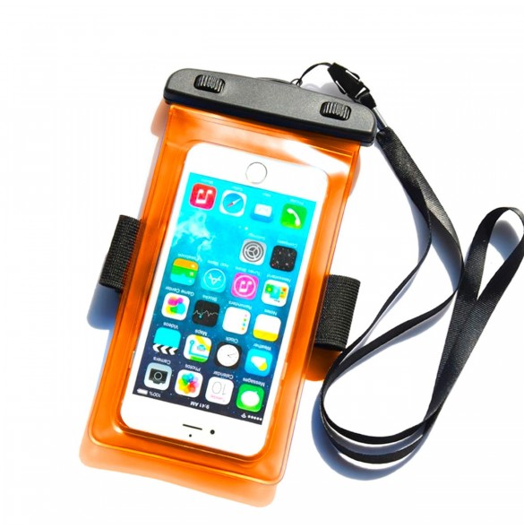 Telefonfodral i PVC vattentätt armband - orange