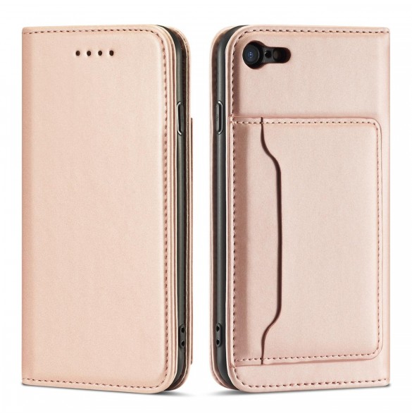 Magnetkortfodral Fodral för iPhone SE 2022 / SE 2020 / iPhone 8 / iPhone 7-väska Plånbokskort Plånboksställ Rosa