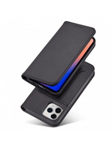 Magnetkortfodral för iPhone 12 täckkort plånbok kortställ svart