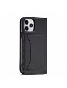 Magnetkortfodral för iPhone 12 täckkort plånbok kortställ svart