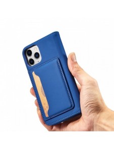 Magnetkortfodral för iPhone 12 täckkort plånbok kortställ blå