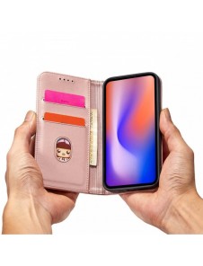 Magnet Kortfodral för iPhone 12 Pouch Card Plånbok Kortställ Rosa