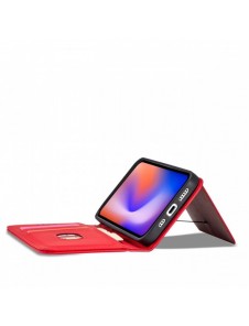 Magnetkortfodral för iPhone 12 täckkort plånbok kortställ rött