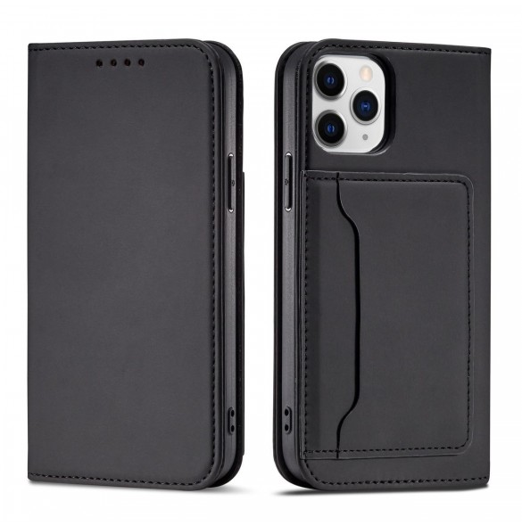 Magnetkortfodral för iPhone 12 Pro Pouch Card Plånbok Korthållare Svart