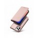 Magnetkortfodral för iPhone 12 Pro Pouch Card Plånbok Kortställ Rosa