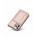 Magnetkortfodral för iPhone 12 Pro Pouch Card Plånbok Kortställ Rosa