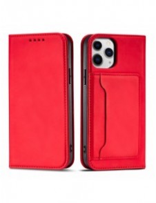 Magnetkortfodral för iPhone 12 Pro Pouch Card Plånbok Korthållare Röd