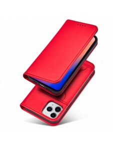 Magnetkortfodral för iPhone 12 Pro Pouch Card Plånbok Korthållare Röd