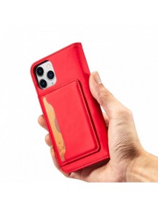 Magnetkortfodral för iPhone 12 Pro Pouch Card Plånbok Korthållare Röd