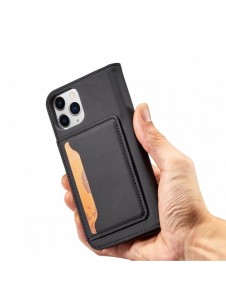 Magnetkortfodral för iPhone 12 Pro Max Pouch Card Plånbok Korthållare Svart