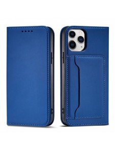 Magnetkortfodral för iPhone 12 Pro Max Pouch Card Plånbok Korthållare Blå