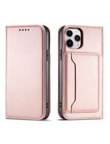 Magnetkortfodral för iPhone 12 Pro Max Pouch Card Plånbok Korthållare Rosa