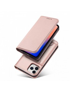 Magnetkortfodral för iPhone 12 Pro Max Pouch Card Plånbok Korthållare Rosa