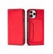 Magnetkortfodral för iPhone 12 Pro Max Pouch Card Plånbok Korthållare Röd