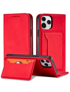 Magnetkortfodral för iPhone 12 Pro Max Pouch Card Plånbok Korthållare Röd