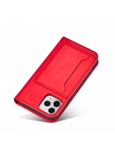 Magnetkortfodral för iPhone 12 Pro Max Pouch Card Plånbok Korthållare Röd