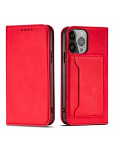 Magnetkortfodral för iPhone 13 mini fodral för kortplånbok kortställ rött