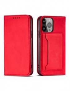 Magnetkortfodral för iPhone 13 mini fodral för kortplånbok kortställ rött