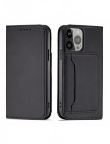 Magnetkortfodral för iPhone 13 täckkort plånbok kortställ svart