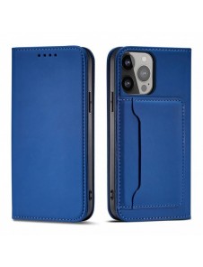 Magnetkortfodral för iPhone 13 täckkort plånbok kortställ blå
