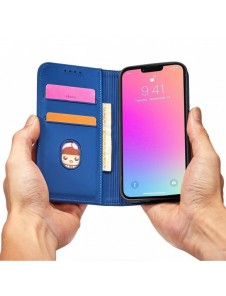 Magnetkortfodral för iPhone 13 täckkort plånbok kortställ blå