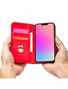 Magnetkortfodral för iPhone 13 täckkort plånbok kortställ rött