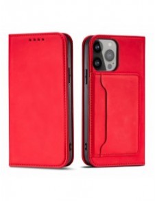 Magnetkortfodral för iPhone 13 Pro Pouch Card Plånbok Korthållare Röd