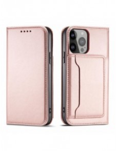 Magnetkortfodral för iPhone 13 Pro Max Pouch Card Plånbok Korthållare Rosa