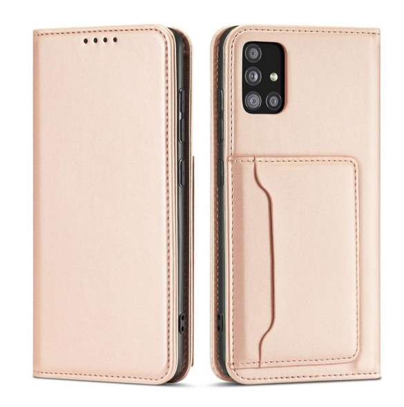 Magnetkortfodral Fodral för Samsung Galaxy A12 5G Plånbok Korthållare Rosa