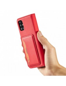 Magnetkortfodral Fodral för Xiaomi Redmi Note 11 Pro Pouch Plånbok Korthållare Kortstativ Röd