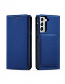 Magnetkortfodral Fodral för Samsung Galaxy S22 Plånbok Korthållare Blå