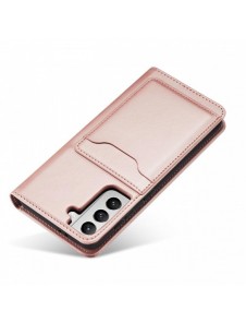 Magnetkortfodral Fodral för Samsung Galaxy S22-väska Kort Plånbok Kortställ Rosa