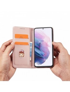 Magnetkortfodral Fodral för Samsung Galaxy S22-väska Kort Plånbok Kortställ Rosa