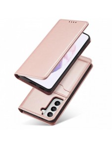 Magnetkortfodral Fodral för Samsung Galaxy S22-väska Kort Plånbok Kortställ Rosa