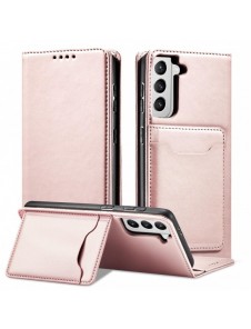 Magnetkortfodral för Samsung Galaxy S22 + (S22 Plus) Plånbok Korthållare Rosa