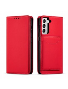 Magnetkortfodral för Samsung Galaxy S22 + (S22 Plus) Plånbok Korthållare Röd