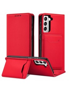 Magnetkortfodral för Samsung Galaxy S22 + (S22 Plus) Plånbok Korthållare Röd
