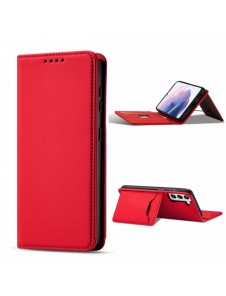 Magnetkortfodral för Samsung Galaxy S22 + (S22 Plus) Plånbok Korthållare Röd