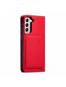 Magnetkortfodral för Samsung Galaxy S22 + (S22 Plus) Plånbok Korthållare Röd