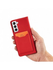 Magnetkortfodral för Samsung Galaxy S22 + (S22 Plus) Plånbok Korthållare Röd