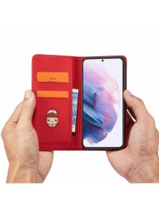 Magnetkortfodral för Samsung Galaxy S22 + (S22 Plus) Plånbok Korthållare Röd