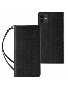 Magnet Strap Fodral för iPhone 12 Pouch Plånbok + Mini Halsband Svart