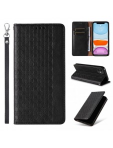 Magnet Strap Fodral för iPhone 12 Pouch Plånbok + Mini Halsband Svart