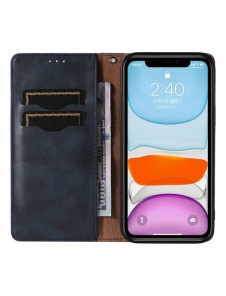 Magnetremsfodral för iPhone 12 Pouch-plånbok + Mini Halsbandshänge Blå